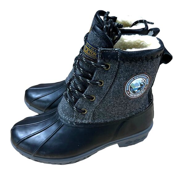 Pendleton NWOB Olympic Duck Lace Up Waterproof Boot Size 6 Black Gray Wool - Picture 4 of 8